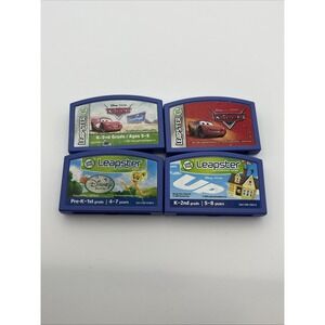 LeapFrog Leapster Game Cartridge Lot 4 Pixar Up Cars Supercharged Disney Fairies